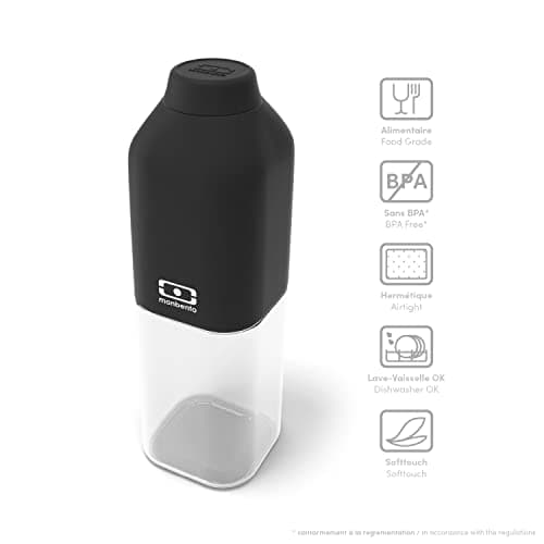 monbento Bouteille d'Eau MB Positive M Onyx 500ml - Compakte - idéale pour Bureau, Sport ou Pique-Nique - Sans BPA - Zér