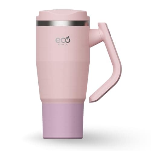 Evergreen ECOROOTS - Tasse Café Isotherme | Couvercle Antifuite | Acier Inoxydable | Sans BPA | Thermo Café Voyage | Tas — Rose Blush