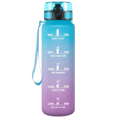 Gourde HoneyHolly Sport 500ml, Filtrante et Temps Marcateur, Idéale pour Sport, Fitness et Yoga, Sans BPA, 500ml — Bleu & Violet-0.5l