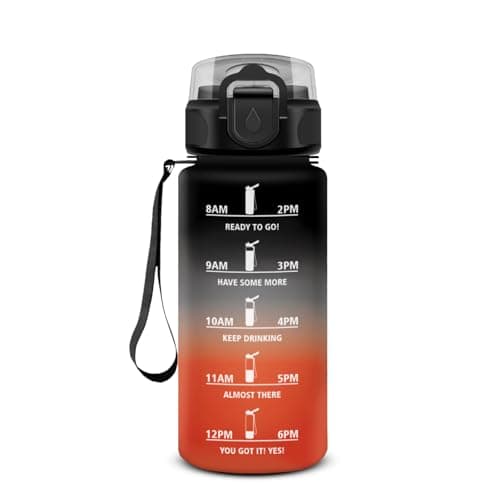 Gourde Sport 500ml pour Enfant et Adulte | Étanche | Motivante | Idéale pour Randonnée, Sport et Yoga | Bouteille Reutil — 17oz-500ml | Paille | Noir + Rouge