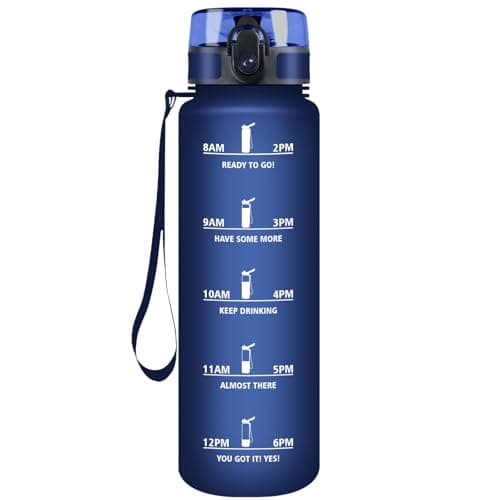 Gourde HoneyHolly Sport 500ml, Filtrante et Temps Marcateur, Idéale pour Sport, Fitness et Yoga, Sans BPA, 500ml — Bleu Marine-0.5l