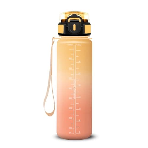 Gourde Enfant 500ml avec Paille Anti Fuite Marque Anti-Dechiffrement pour École Camping Voyage Sports Vélo avec Cadenas — Jaune-orange