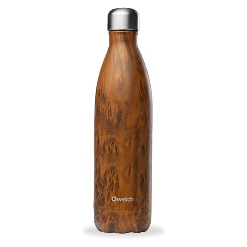 Qwetch Bouteille Isotherme Hanami Bleu 500ml - 24h Froid / 12h Chaud, Étanche / Sans BPA / Réutilisable - Gourde Inox Pa — Brun