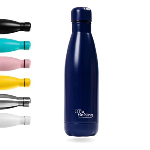 Otto Koning Gourde isotherme 500 ml - Bouteille d'eau isotherme conserve les boissons froides pendant 24 heures et chaud — Bleu Marine