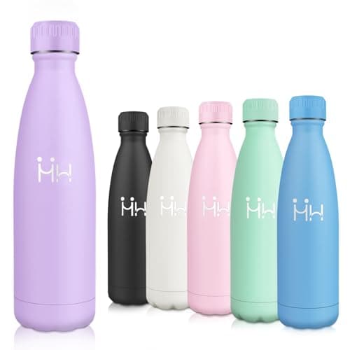 Gourde Isotherme Motswedi 500ml, 24h Froid & 12h Chaud, Gourde Enfant Anti-Fuite sans BPA, Bouteille Inox pour Sport, Fi — Violet Clair-500ml