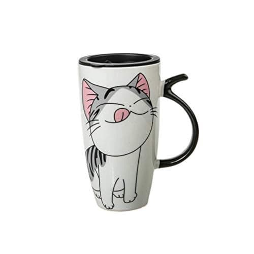 Mug Chat Kawaii Lachineuse 600ml Blanc Isotherme cadeau Japanese
