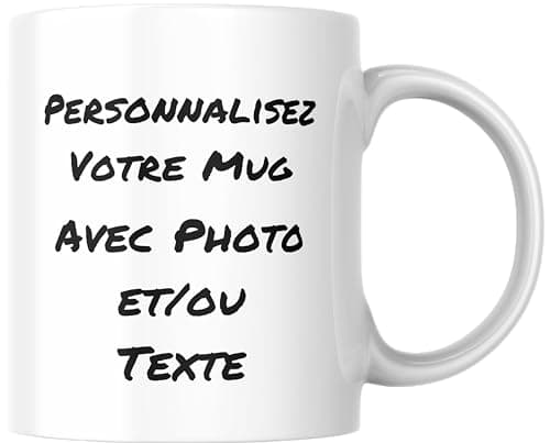 Fapadjo Mug Personnalisable Photo Texte, Tasse Café Prénom, Cadeau Anniversaire et Naissance, Souvenir Collegen