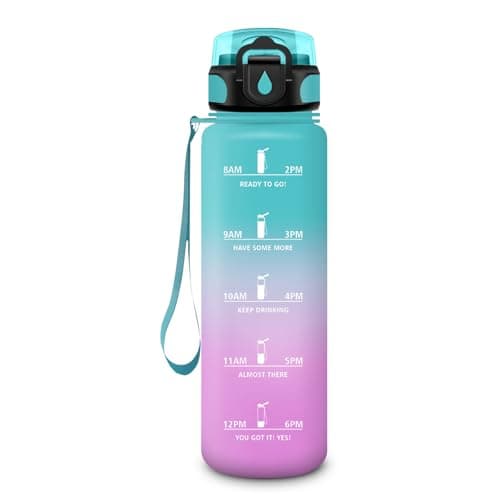 HoneyHolly Gourde 500ML Étanche & Réutilisable, Gourde Sport Motivation Marqueur Anti-fuite, Bouteille d'eau pour Gym & — Vert Poudre