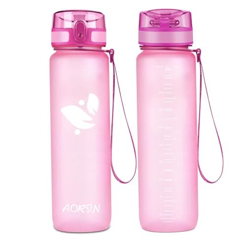 AORIN Gourde Sport BPA-Free & Anti-Fuite 1L pour Adults et Enfants Durant le Sport et les Activités Exteries — Rose