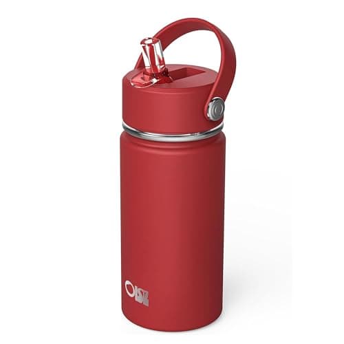 Gourde Isotherme Enfant avec Paille en Acier Inoxydable Sans BPA Garde le Froid 24 heures 420ml Gourde pour Enfants — Red