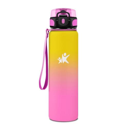 KollyKolla Isotherme 500ml, Gourde Inox sans BPA pour Enfant & Adulte, École et Outdoor Anti Fuite — Kk丨jaune + Rose Barbie