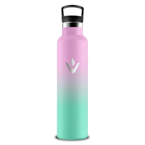 Gourde Isotherme Grsta 500ml pour Sport et Randonnée Avec Paille Anti-Fuite — Rose-vert