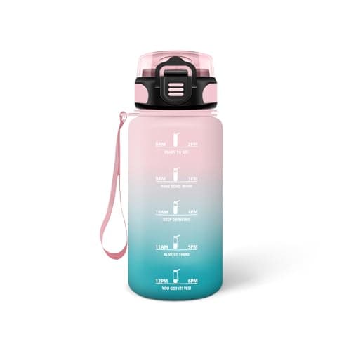 Gourde Enfant 500ml Noire-Rouge, Anti-Fuite et Facile à Nettoyer, Idéale pour l'École, Velo et Voyage — Rose-vert