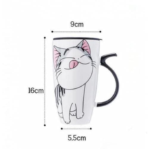 Mug Chat Kawaii Lachineuse 600ml Blanc Isotherme cadeau Japanese