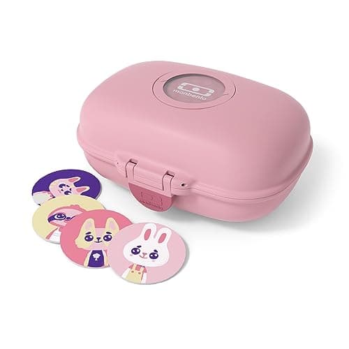 Monbento - Boite à Gouter Enfant Sans BPA | Boite à Gouter Fille avec Motif Fleurs | Idéale pour Ecole, Pique-nique et V — Rose Blush