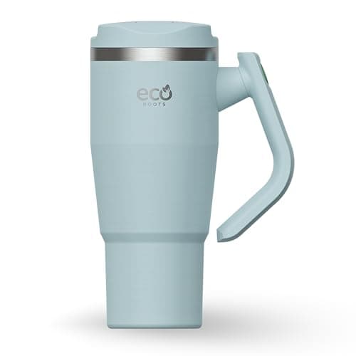 Evergreen ECOROOTS - Tasse Café Isotherme | Couvercle Antifuite | Acier Inoxydable | Sans BPA | Thermo Café Voyage | Tas — Bleu - Turquoise