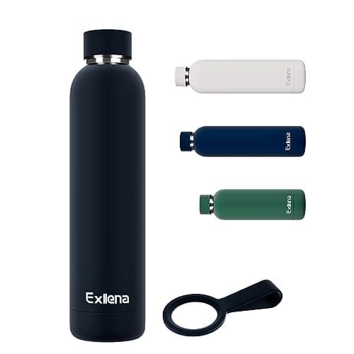 Exllena Gourde Isotherme 1l - Acier Inoxydable sans BPA - Étanche 100% - Idéal pour le Sport et le Voyage - Menthe — Noir