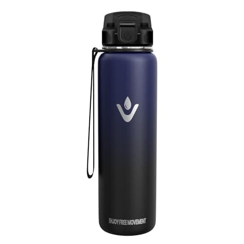 Gourde Inox 500ml enfantsIsothérme BPA FreeÉcole Bureau Sport — Bleu Foncé & Noir-1l