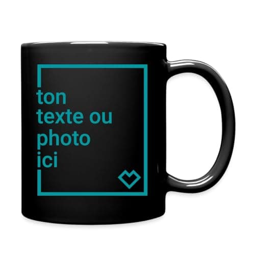 Spreadshirt Mug Personnalisé avec Texte ou Photo - Tasse Noire Unique - Offre Parfaite pour les Cadeaux Personnalisés