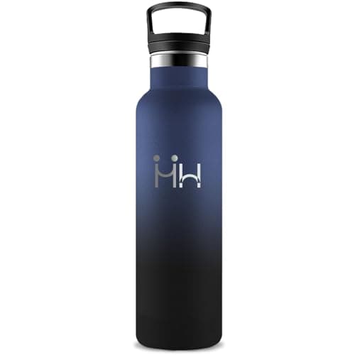 GourdeIsotherme 1L AcierInoxydable AntiFuite pour Randonnée Voyage Camping — Bleu Foncé-noir