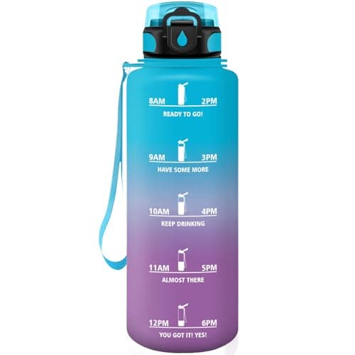 HoneyHolly Gourde 500ML Étanche & Réutilisable, Gourde Sport Motivation Marqueur Anti-fuite, Bouteille d'eau pour Gym & — Bleu Violet