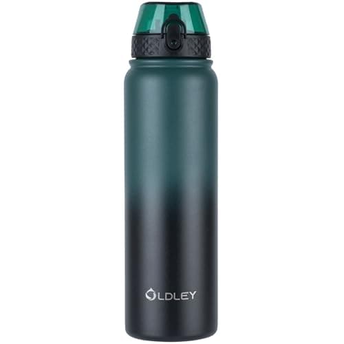 Gourde Oldley en Acier Inoxydable 1L Thermostique et Étanche - Idéale pour Vélo et Camping - Maintient le Boisson Frais — Foncé Vert Noir