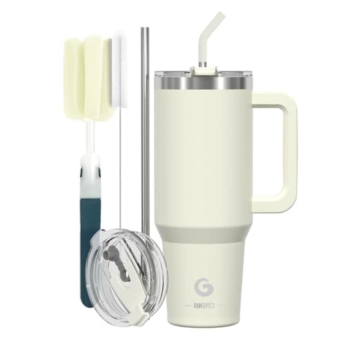 BIGRD Gourde Isotherme 1.2L (1180ml) Acier Inoxydable 304 Double Isolation Vide 100% Étanche pour Sport Randonnée Voyage — Beige