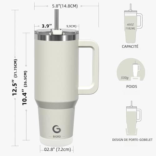 BIGRD Gourde Isotherme 1.2L (1180ml) Acier Inoxydable 304 - Double Isolation Vide, 100% Étanche, Sans BPA - Pour Sport,