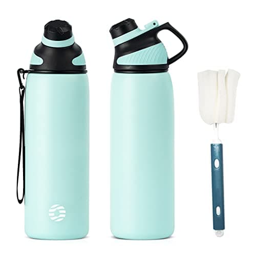 Bouteille Isotherme FJBottle Gourde 1L en Inox - Idéale pour Adultes au Sport, Gym et Voyage - Étanche sans BPA, Cover M — Menthe Verte