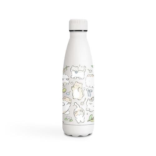 Gourde Inoxydable KollyKolla Isotherme 500ml Impression 3D Sans BPA Reutilisable Enfant Adulte Sport Bureau — 500ml Chatte Mignonne