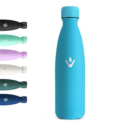 Motswedi Gourde Isotherme Violet Clair, Réutilisable 500ml, pour Enfant et Adulte, Randonnée & Sport 24h Froid 12h Chaud — Bleu Ciel-500ml