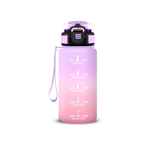 Gourde Enfant 500ml Anti Fuite pour École et Sports with Motivation Slogan | Facile à Nettoyer, Ideale pour Camping et V — Violet-rose