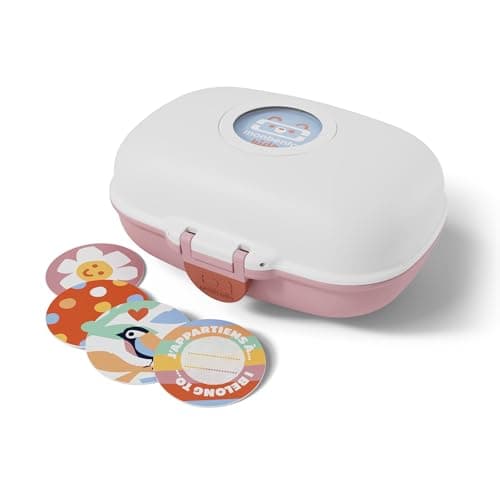 Monbento - Boite à Gouter Enfant Sans BPA | Boite à Gouter Fille avec Motif Fleurs | Idéale pour Ecole, Pique-nique et V — Blanc/Rose
