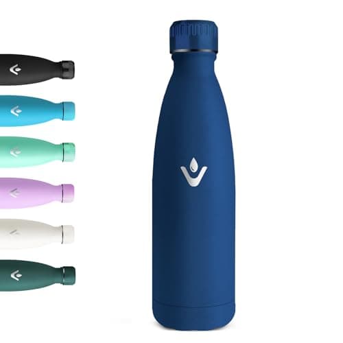 Motswedi Gourde Isotherme Violet Clair, Réutilisable 500ml, pour Enfant et Adulte, Randonnée & Sport 24h Froid 12h Chaud — Bleu Foncé-500ml