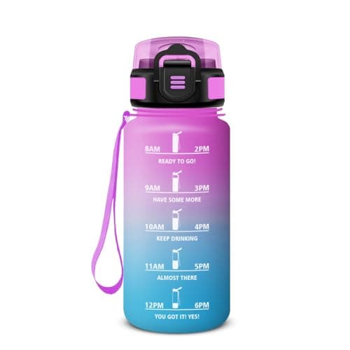 HoneyHolly Gourde 500ml Sans BPA & Étanche, Bouteille Motivante avec Marqueur de Temps pour Gym, École, Cyclisme et Plei — Rose Cyan - 500 Ml