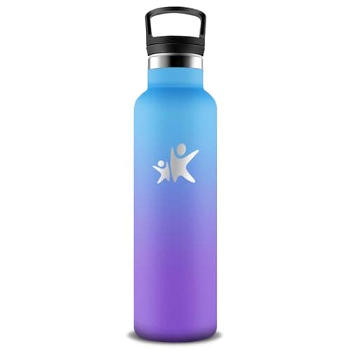 Gourde Isotherme Inox 500ml Enfant Anti Fuite Facile à Nettoyer pour École et Camping — Bleu-violet