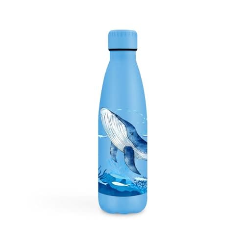 Gourde Inoxydable KollyKolla Isotherme 500ml Impression 3D Sans BPA Reutilisable Enfant Adulte Sport Bureau — 500ml Baleine