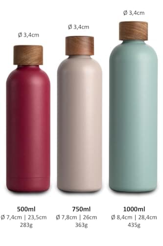 T&N Bouteille Isotherme 1L en Acier Inoxydable Étanche pour Boissons Gazeuses, Conserve le Froid 29h et la Chaleur 14h,