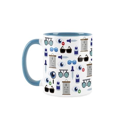 Mug d'opticien pour spécialistes des yeux - Cadeau humoristique pour thé/café, tasse en céramique bleu clair, cadeau ori