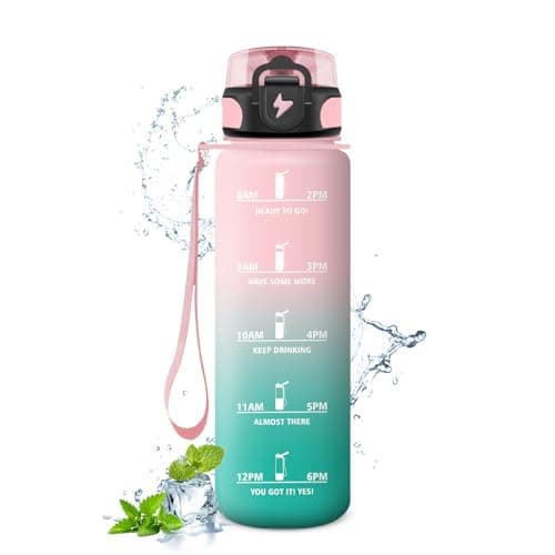Gourde Enfant 500ml, Bouteille d'eau Étanche et Réutilisable pour Enfants, Gourde Sport avec Filtre et Marqueur de Temps — 17oz-500ml | Rose + Cyan