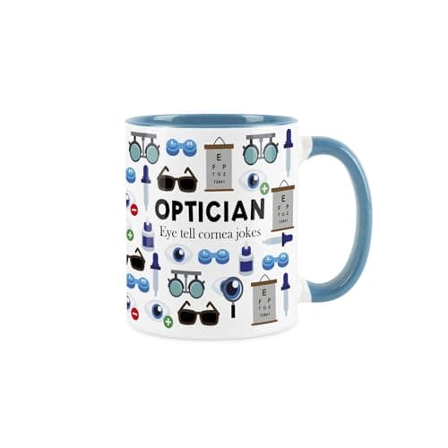 Mug d'opticien pour spécialistes des yeux - Cadeau humoristique pour thé/café, tasse en céramique bleu clair, cadeau ori