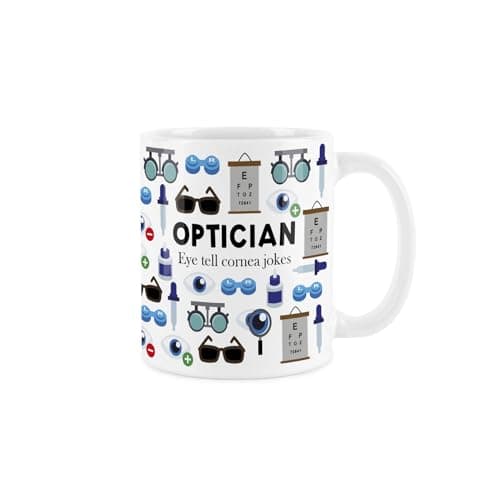 Mug d'opticien pour spécialistes des yeux - Cadeau humoristique pour thé/café, tasse en céramique bleu clair, cadeau ori — Blanc