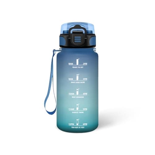 Gourde Enfant 500ml Noire-Rouge, Anti-Fuite et Facile à Nettoyer, Idéale pour l'École, Velo et Voyage — Bleu-vert