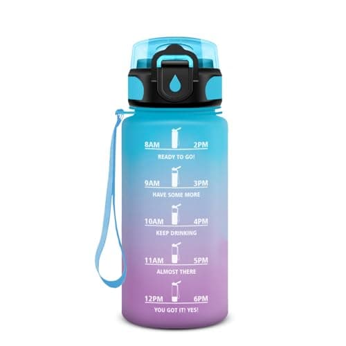 Gourde Sport 500ml pour Enfant et Adulte | Étanche | Motivante | Idéale pour Randonnée, Sport et Yoga | Bouteille Reutil — 17oz-500ml | Paille | Bleu + Lilas