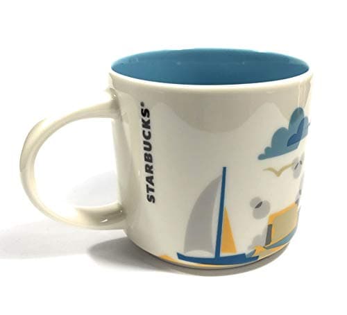 Starbucks Tasse à Café Bleu Clair Céramique Vous Êtes Ici 16oz Collectible USA Populaire