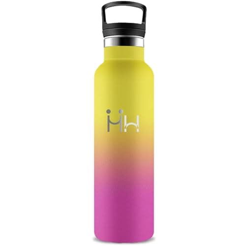 GourdeIsotherme 1L AcierInoxydable AntiFuite pour Randonnée Voyage Camping — Jaune-rose
