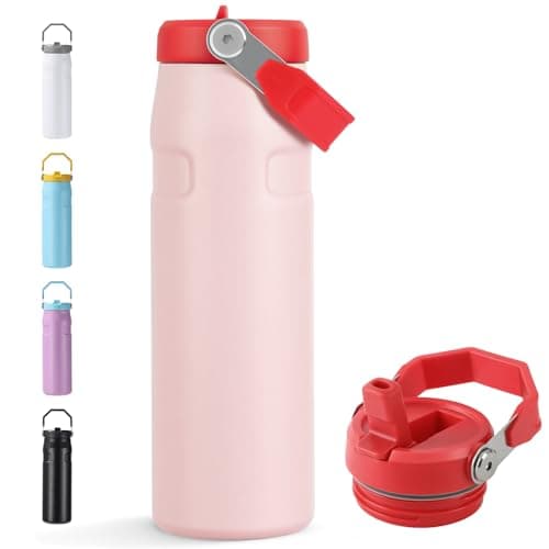 Gourde Isotherme Inox Sans BPA à Double Paroi Noir pour Adultes, Sport et Bureau Anti-Fuite Grande Capacité 720ml — Rose