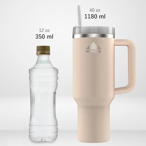 Mont-Clair Tumbler 1200ml - Gourde Isotherme 40oz avec Paille & Couvercle Poignée - 10h Chaud / 48h Froid - Mug pour Boi