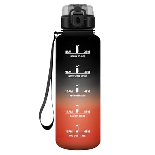 Gourde KollyKolla Enfant 500ml Étanche Réutilisable pour Maternelle École Sport Campings avec Marqueur de Temps Filtre S — 50oz-1500ml | Noir + Rouge