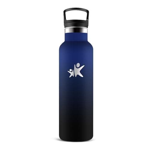 Gourde Isotherme Inox 500ml Anti Fuite pour Randonnée & Camping — Bleu-noir